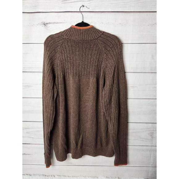 Columbia Mens Pullover Sweater Brown Long Sleeve 1/4 Zip Knit XL - Picture 2 of 6